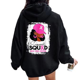 Support Squad Black Pink Hat Breast Cancer Awareness Women Oversized Hoodie Back Print - Thegiftio UK