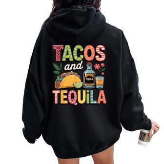 Tacos And Tequila Women Oversized Hoodie Back Print - Thegiftio UK