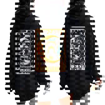 Tarot Card Crescent Moon Pit-Bull Dog Pittie Mom Halloween Women Women Oversized Hoodie Back Print - Seseable