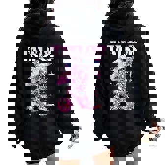 Taylor Outfit Disco Pink Cowgirl N Girls Name Women Oversized Hoodie Back Print | Mazezy