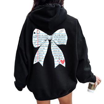 Teacher Life Coquette Bow Back To School First Day Of School Women Oversized Hoodie Back Print - Thegiftio UK