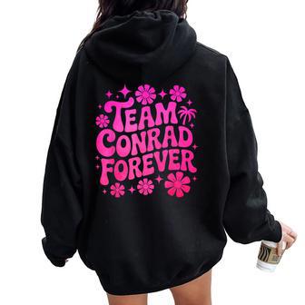 Team Conrad Retro Vintage Groovy Flower Power Vibes Retro Women Oversized Hoodie Back Print - Thegiftio UK