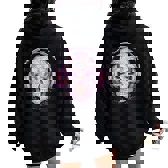 Tet De Mort Mélodie Florale Fantaisie Graphique Sweat à capuche oversize pour femme avec imprimé dans le dos - Cadeauxyz