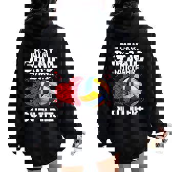 That's My Granddaughter Out There Volleyball For Grandma Women Oversized Hoodie Back Print - Thegiftio
