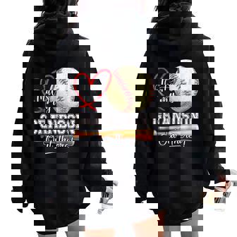 That's My Grandson Out There Baseball Grandma Mother's Day Women Oversized Hoodie Back Print | Mazezy