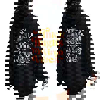 Thick Thighs Virgo Vibes Melanin Black Horoscope Women Oversized Hoodie Back Print - Thegiftio