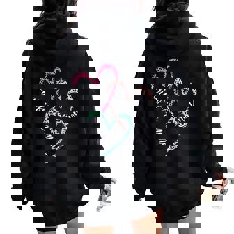 I Have Three Titles Wife Mom Nana Leopard Plaid Hearts Women Oversized Hoodie Back Print | Mazezy