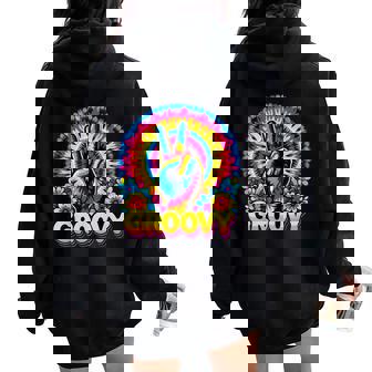 Tie Dye Hippie Peace Sign Groovy Women Oversized Hoodie Back Print - Thegiftio