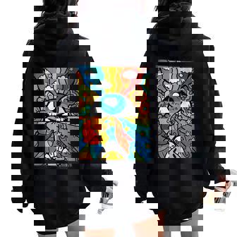 Trippy Rainbow Eye Hippie Regalo Retro 70S 80S Disfraz In Mangas Women Oversized Hoodie Back Print - Regaloses