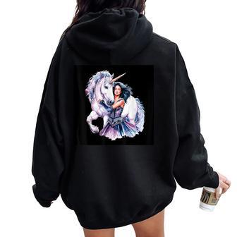Unicornio Mágico Con Una Hermosa Women Oversized Hoodie Back Print - Regaloses
