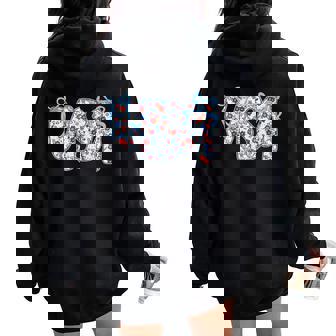 Usa Wildflower Coquette Bow American Patriotic 4Th Of July Women Oversized Hoodie Back Print | Mazezy