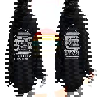 Vintage Cassette Tape Indigo Rock Girls Music Retro Sunset Women Oversized Hoodie Back Print | Mazezy