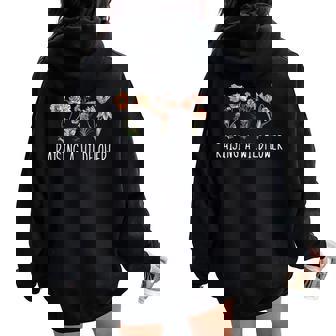 Vintage Floral Raising A Wildflower Moms Mama Women Oversized Hoodie Back Print | Mazezy