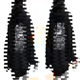 Vintage Tv Floralurrealista Naturaleza Fusión Arte Women Oversized Hoodie Back Print - Regaloses