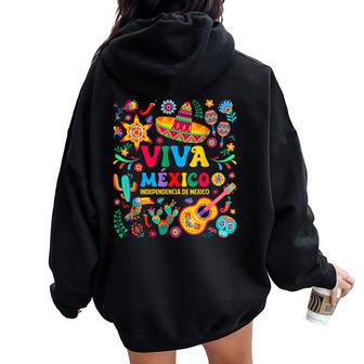 Viva Mexico Independence Day Sombrero Hat Mexican Women Women Oversized Hoodie Back Print - Thegiftio UK