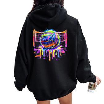 Volleyball Drip Game Day Sports Player Ns Girls Women Oversized Hoodie Back Print - Thegiftio UK