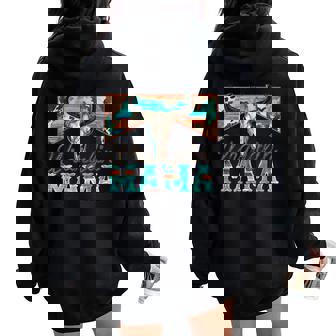 Western Bull Skull Wranglin Mama Mother's Day For Women Women Oversized Hoodie Back Print | Mazezy