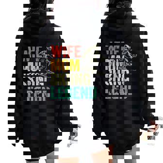 Wife Mom Skiing Legend Vintage Mother's Day Women Oversized Hoodie Back Print - Thegiftio