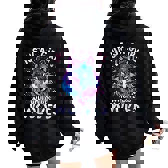 Wolf Colorful Just A Girl Who Loves Wolves Women Oversized Hoodie Back Print - Thegiftio