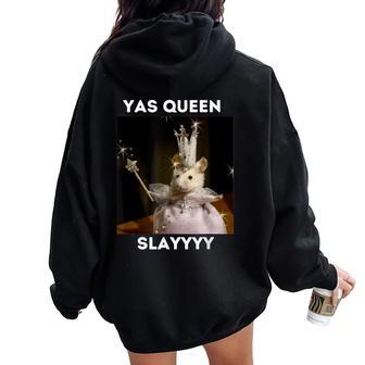 Yas Queen Slay Meme Sarcastic Costume Women Oversized Hoodie Back Print - Thegiftio UK