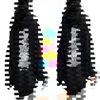 おもしろカバ カラフル レインボー 新学期 キッズ 男の子 女の子 レディース オーバーサイズ パーカー バックプリント - Kawaiitshirt