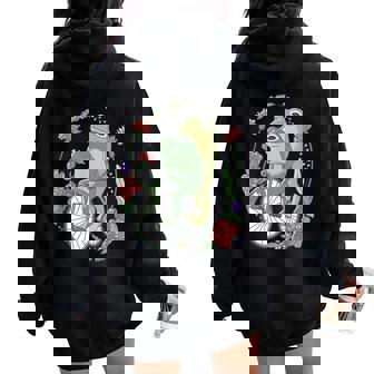 かわいい カエル 自転車 花 カワイイ 美的 気まぐれなロマンチック レディース オーバーサイズ パーカー バックプリント - Kawaiitshirt