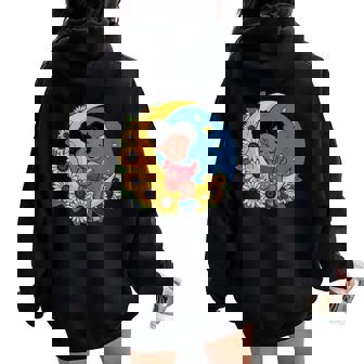 かわいいトップアフリカ系アメリカ人の黒人の女の子 レディース オーバーサイズ パーカー バックプリント - Kawaiitshirt