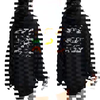 さまざまな種類のトカゲ 男の子 キッズ 女の子 教育 トカゲ レディース オーバーサイズ パーカー バックプリント - Kawaiitshirt