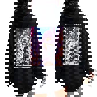 アニメの女の子、漫画、美学、かわいい、日本語、Waifu プリント レディース オーバーサイズ パーカー バックプリント - Kawaiitshirt