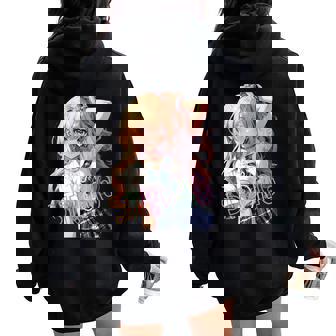 アニメ風イラスト ギャル 最強 可愛い女の子 レディース オーバーサイズ パーカー バックプリント - Kawaiitshirt