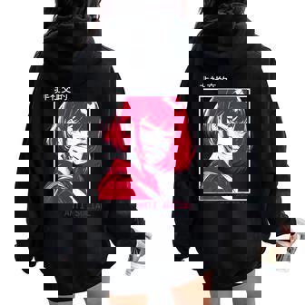 アンチソーシャル アニメ 女の子 マスク付き 漢字テキストaporwave レディース オーバーサイズ パーカー バックプリント - Kawaiitshirt