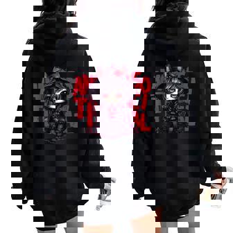 カワイイ アニメ ゴシック 猫 女の子 ちび 反社会的 メンヘラ グランジ レディース オーバーサイズ パーカー バックプリント - Kawaiitshirt