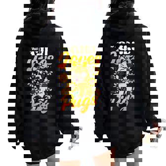 ガールズパグ犬愛好家 This Girl Loves Pugs レディース オーバーサイズ パーカー バックプリント - Kawaiitshirt