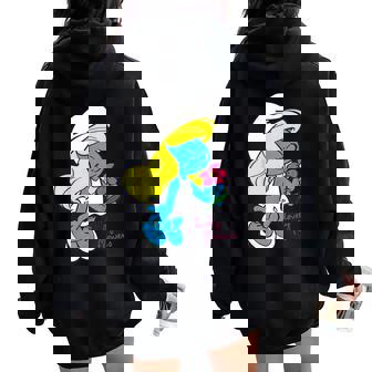 スマーフ スマーフェット キャラクター 花 咲く スマーフィー ファン レディース オーバーサイズ パーカー バックプリント - Kawaiitshirt