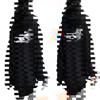 トランペット 女性 男性 音楽 教師 カラフル コルネット コルネティスト レディース オーバーサイズ パーカー バックプリント - Kawaiitshirt