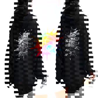 バスケットボール スポーツ ペイント スプラッシュアート カラフル 男の子 女の子 キッズ レディース オーバーサイズ パーカー バックプリント - Kawaiitshirt