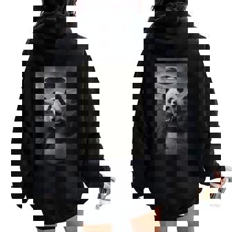 パンダ セルフィー エイリアン Ufo 面白い 男の子 男性 女性 キッズ レディース オーバーサイズ パーカー バックプリント - Kawaiitshirt