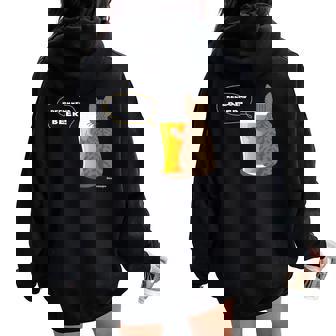 ビールをすすめるねこ2 猫 ビール Cat Beer レディース オーバーサイズ パーカー バックプリント - Kawaiitshirt