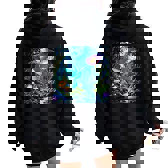 ファンタジー グリーン 鳥 花 レディース オーバーサイズ パーカー バックプリント - Kawaiitshirt