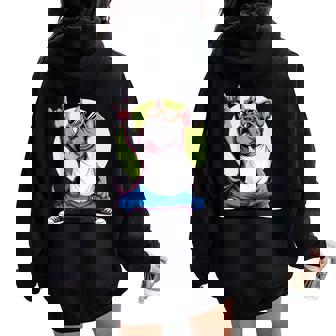 ブルドッグ ロックミュージック 男性 子供 女性 グルービー ブルドッグ レディース オーバーサイズ パーカー バックプリント - Kawaiitshirt