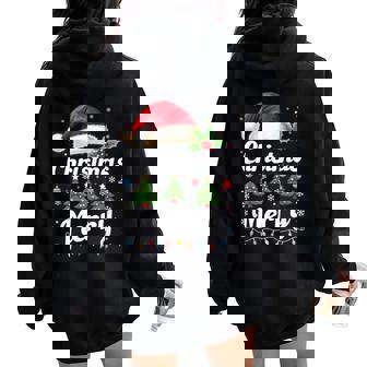 メリークリスマスライト 赤いサンタ帽子 クリスマス ファミリー 男性 女性 レディース オーバーサイズ パーカー バックプリント - Kawaiitshirt