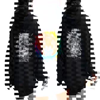 リス 男性 女性 カラフル 水彩 リス レディース オーバーサイズ パーカー バックプリント - Kawaiitshirt