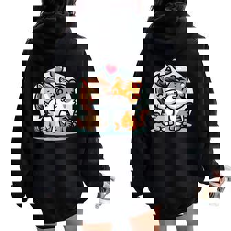 ローの馬と虎を抱きしめる Cuddling Horse And Tiger In Love レディース オーバーサイズ パーカー バックプリント - Kawaiitshirt