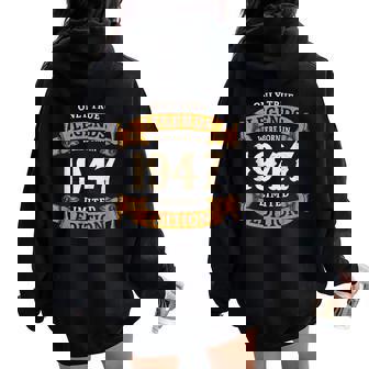 ヴィンテージ 1947 ギフト 男性 女性 長寿祝い 1947年生まれ 還暦祝い ユニークな誕生日プレゼント レディース オーバーサイズ パーカー バックプリント - Kawaiitshirt