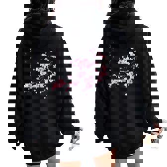 ヴィンテージ桜 日本の桜の花グラフィカルアート レディース オーバーサイズ パーカー バックプリント - Kawaiitshirt