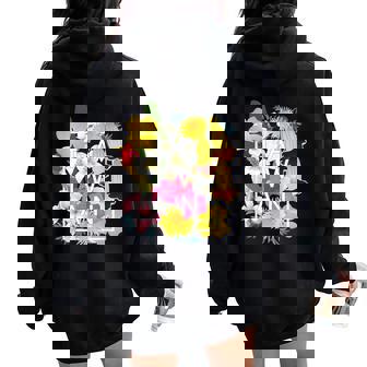 台湾の花ワードアート 台湾の誇り。 レディース オーバーサイズ パーカー バックプリント - Kawaiitshirt