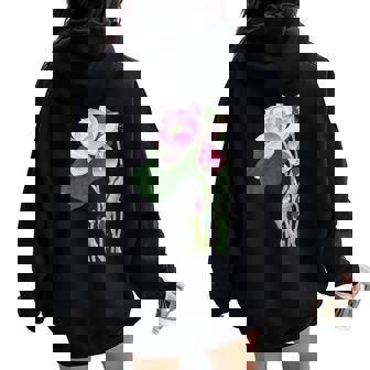 咲く蓮の花 蓮の花 ハス ヴィンテージ 日本美術 小原古邨 新版画 レディース オーバーサイズ パーカー バックプリント - Kawaiitshirt