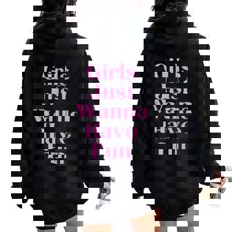 女の子はただ楽しみたいだけ レディース オーバーサイズ パーカー バックプリント - Kawaiitshirt
