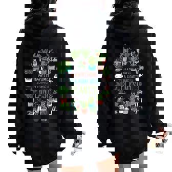 幸せな家は植物のある家です「A Happy Home Is A Home With Plants」- 観葉植物の園芸 レディース オーバーサイズ パーカー バックプリント - Kawaiitshirt