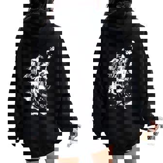 犬 ギタリスト ギター シーズー Dad Mom レディース オーバーサイズ パーカー バックプリント - Kawaiitshirt